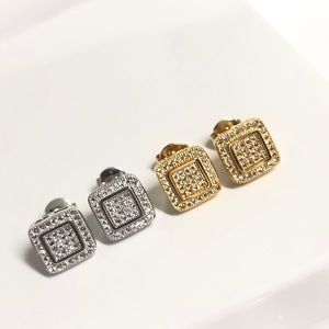 18k Gold Filled Diamond Square Stud Earrings
